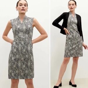 MM La Fleur Aditi‎ Crackle Sleeveless Sheath Dress Black White Print Size  12